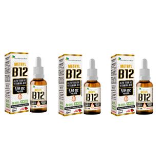Kit 3x Vitamina Morango B12 Morango 20ml - Metilcobalamina 9,94 mcg por gota - Flora Nativa em Oferta na Shopee