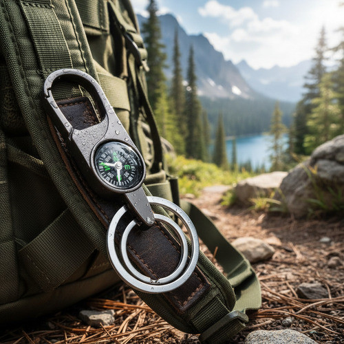 Chaveiro Com Bussola Mosquetão Metal Resistente Luxo Gancho Cinza em Oferta na Shopee