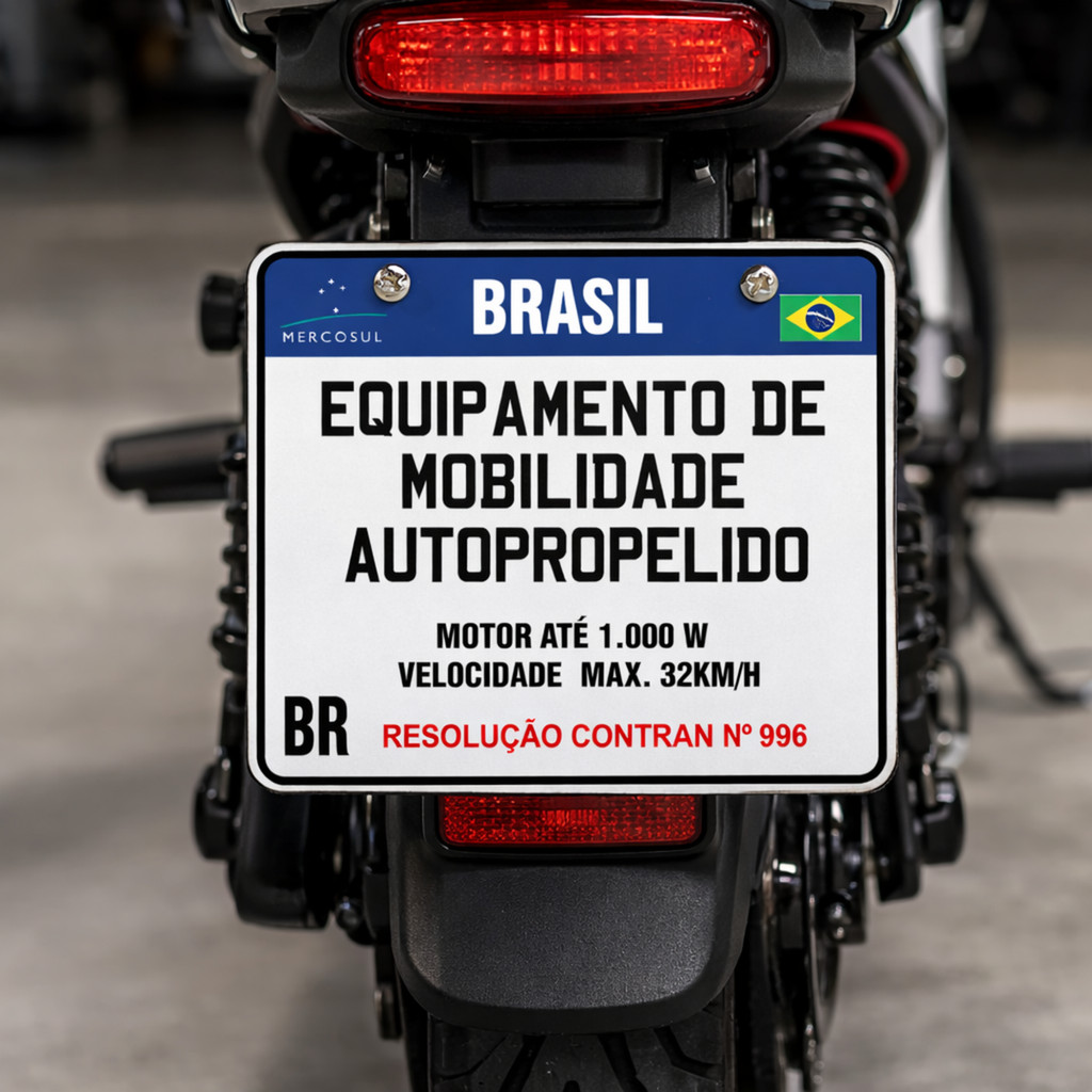 Placa 1000W Sem QR Para Moto E Bike Elétrica Brasil