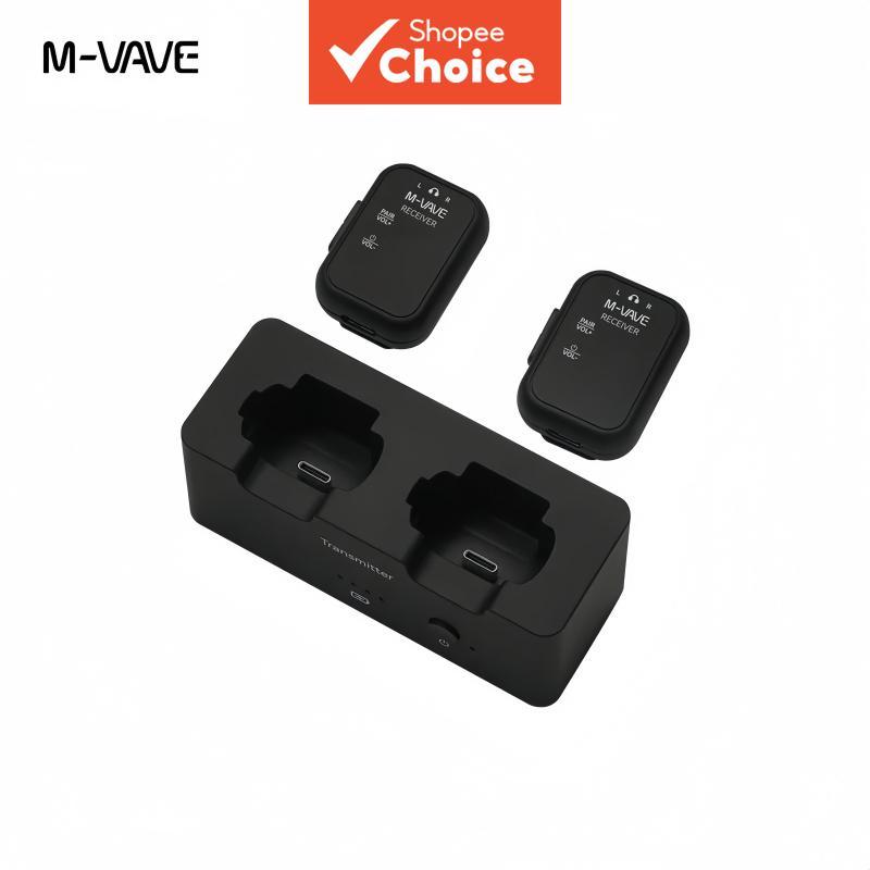 Sistema IEM Sem Fio M-VAVE SWS12 2.4G, Transmissor Recarregável / 2 Receptores com Botão de Volume e Função Mute para