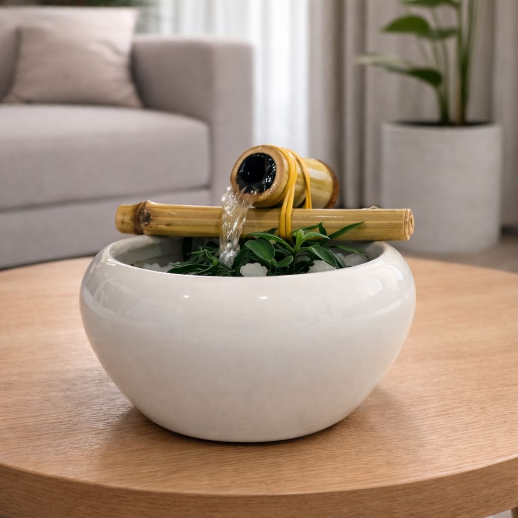 Imagem Fonte de Água Feng Shui Decorativa Bambu Zen Relaxante