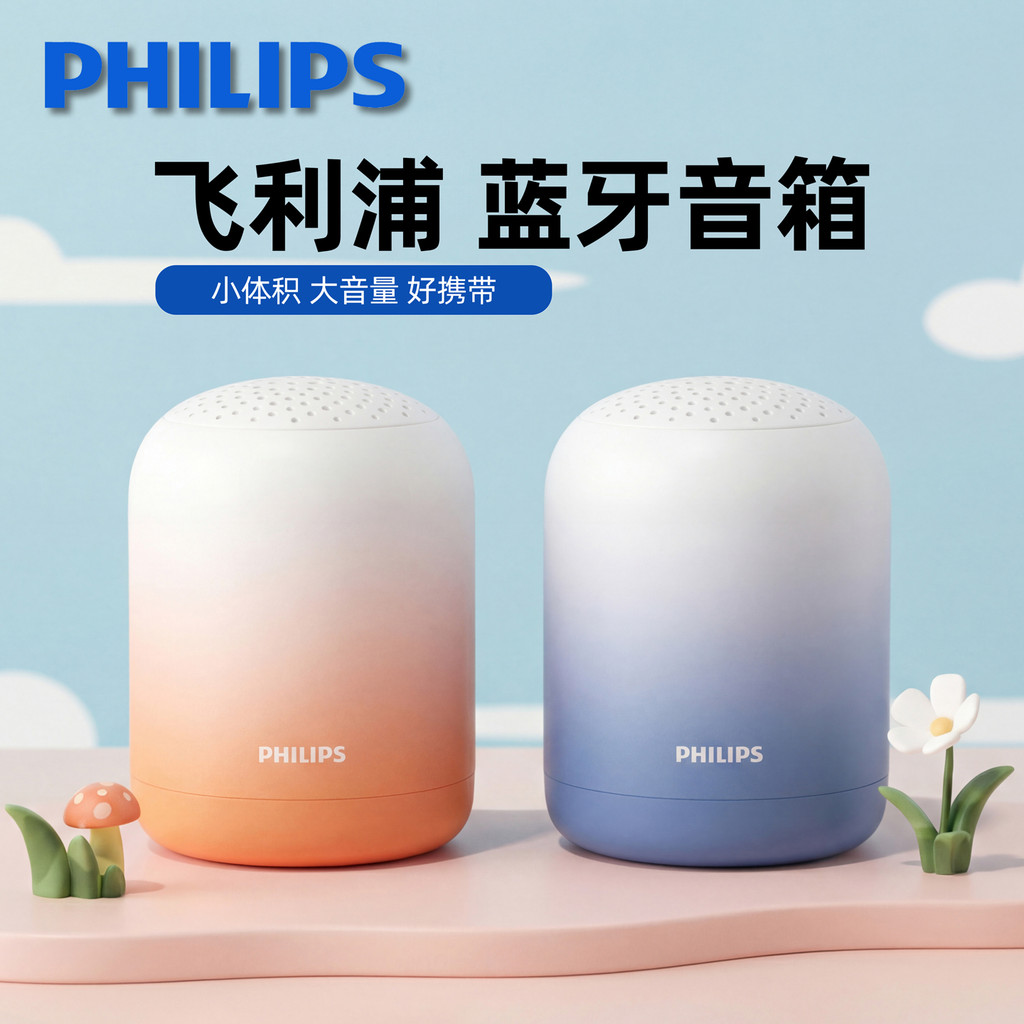 Philips alto-falante sem fio Bluetooth portátil Mini compacto telefone móvel computador pequeno alto-falante Subwoofer d