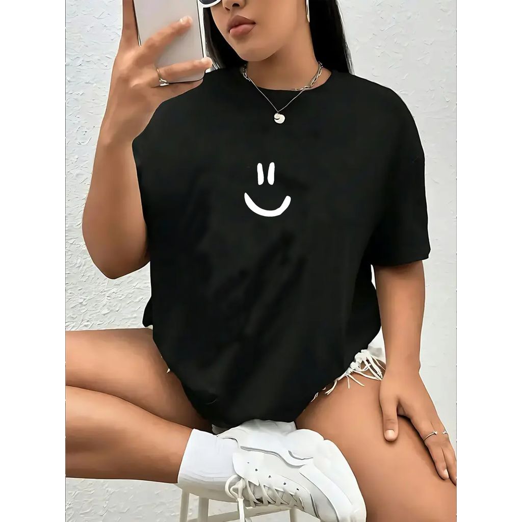 Camiseta Básica Sorriso Casual Smile Camisa Blusa Unissex Masculino Feminino 100% Algodão  Plus Size