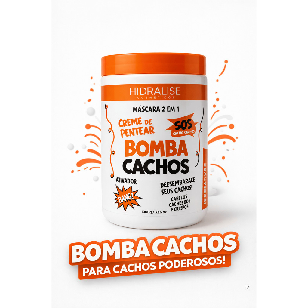 Cremes de Pentear Bomba de Cachos 1kg - Cabelos Cacheados, Hidratação e Definição
