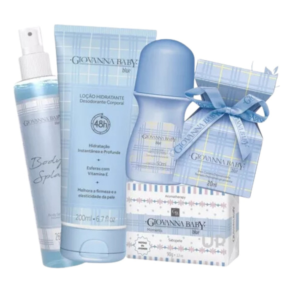 Giovanna Baby Blue Body Splash, Deo Colonia, Loção Hidratante, Desodorante Roll-on E Sabonete