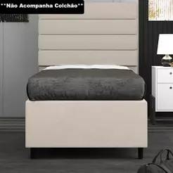 Base para Cama Box Solteiro 88x188cm Hit Z04 Suede Bege - Mpozenato