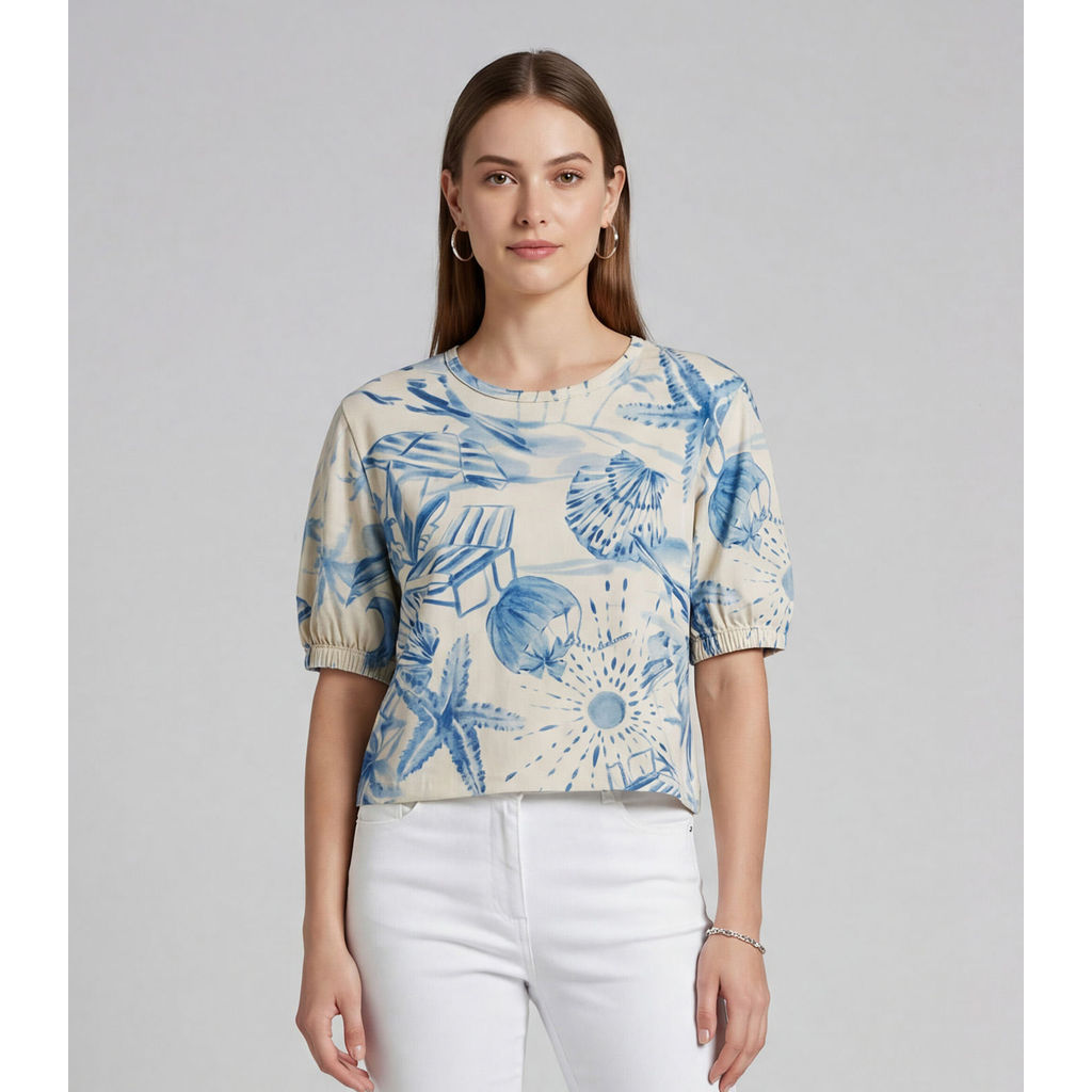 Blusa Feminina Manga Com Volume Punho Infinita Cor Azul em Oferta na Shopee