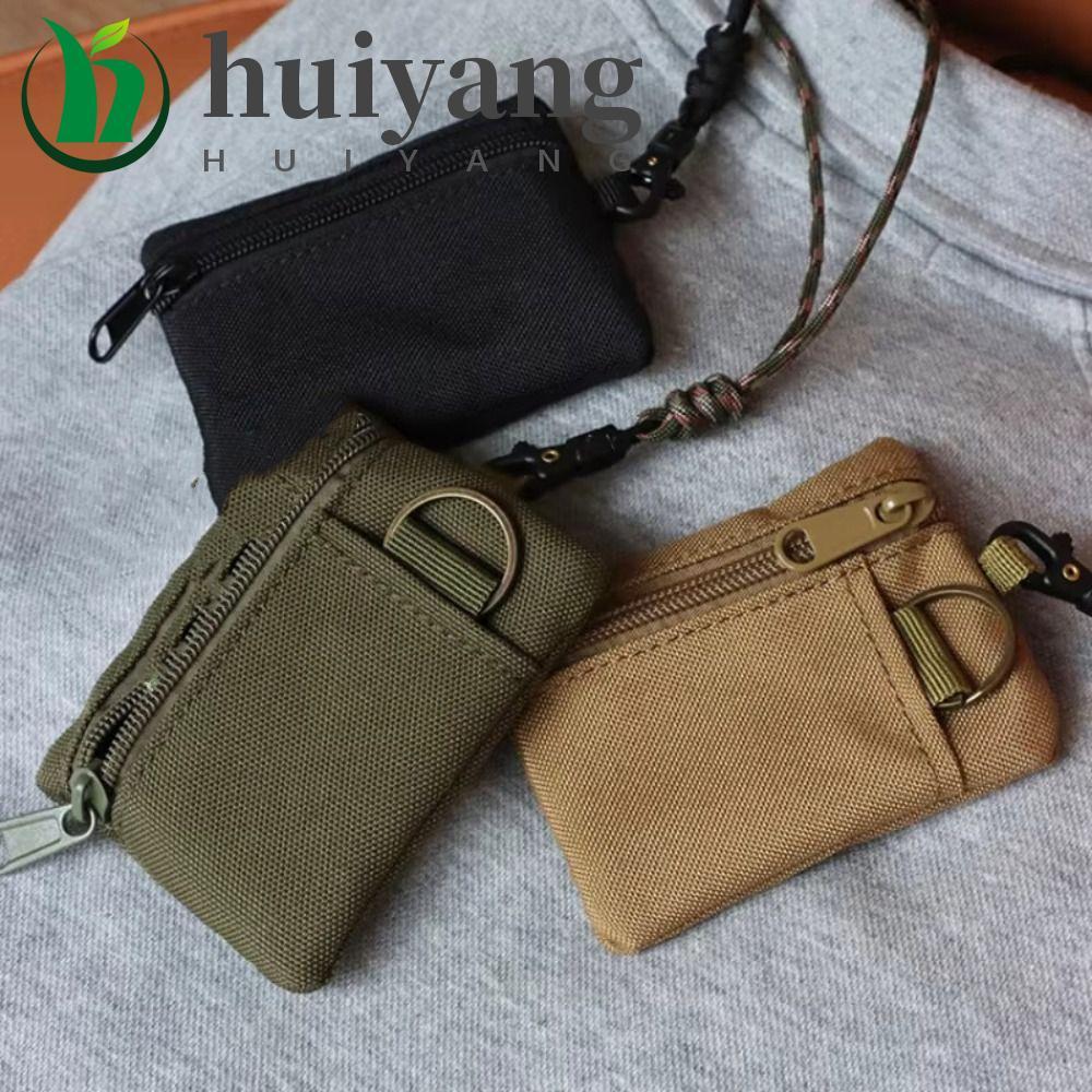 HUIYANG Bolsa De Moedas Pendurada No Pescoço , Mini Carteira De Tecido Oxford De Nylon Com Zíper , Porta-Cartões Pequeno