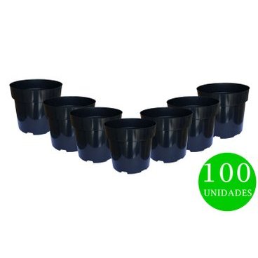 Kit Pote Vaso Plantas de Plástico Rígido Resistente Alta Drenagem  N17 Ecovaso Preto - 100 unidades