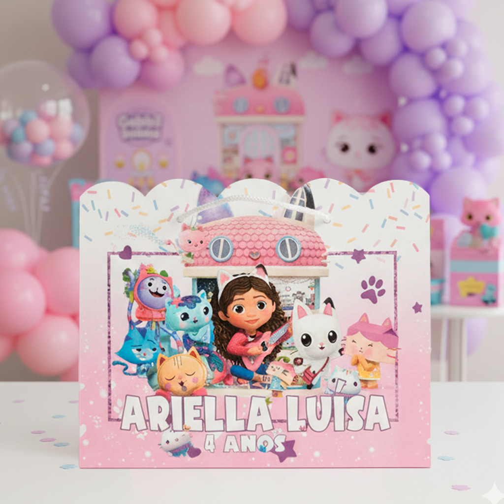 Sacolinha Grande A Casa Mágica da Gabby - Personalizada Festa Aniversário Infantil - Lembrancinha