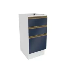 Balcão 3 Gavetas Kappesberg Celeste 100% MDF Branco/Azul Profundo 40cm