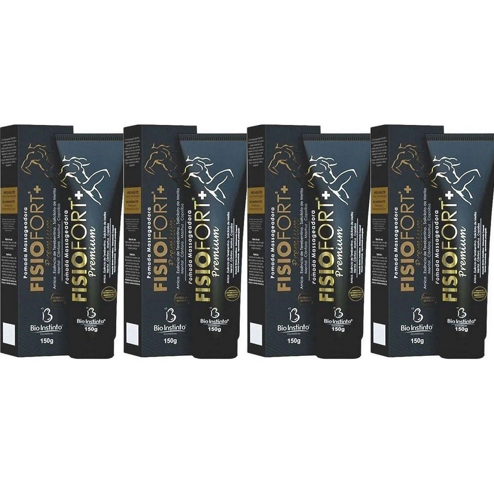 Kit com 4 Pomada Premium 150 g Pomada FisioFort Preta