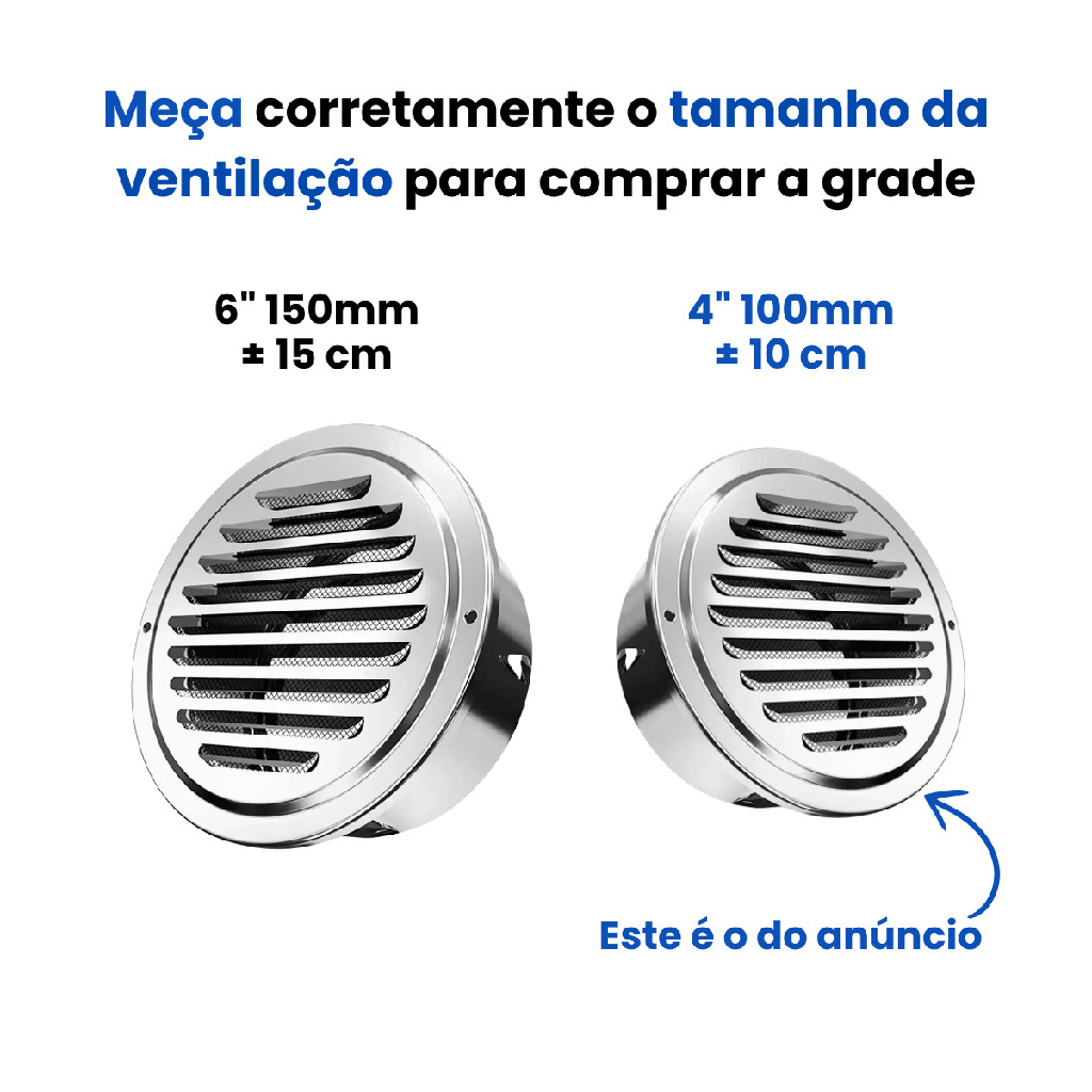Grade Grelha De Ventilação Acabamento Em Inox Com Tela 100mm Exaustor Acabamento Coifa Motorhome