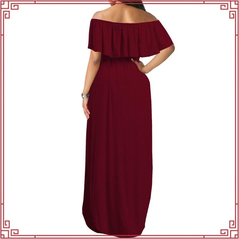 Vestido Longo Plus Size Preto Fenda Lateral Ombro a Ombro Moda Feminina Elástico Soltinho Gestante