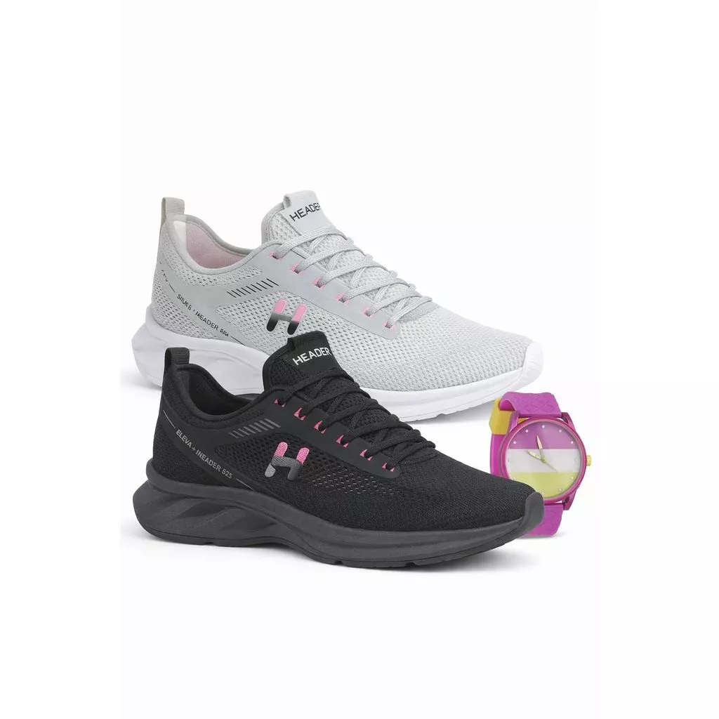 kit Tenis feminino Run casual academia leve e confortavel + relogio feminino