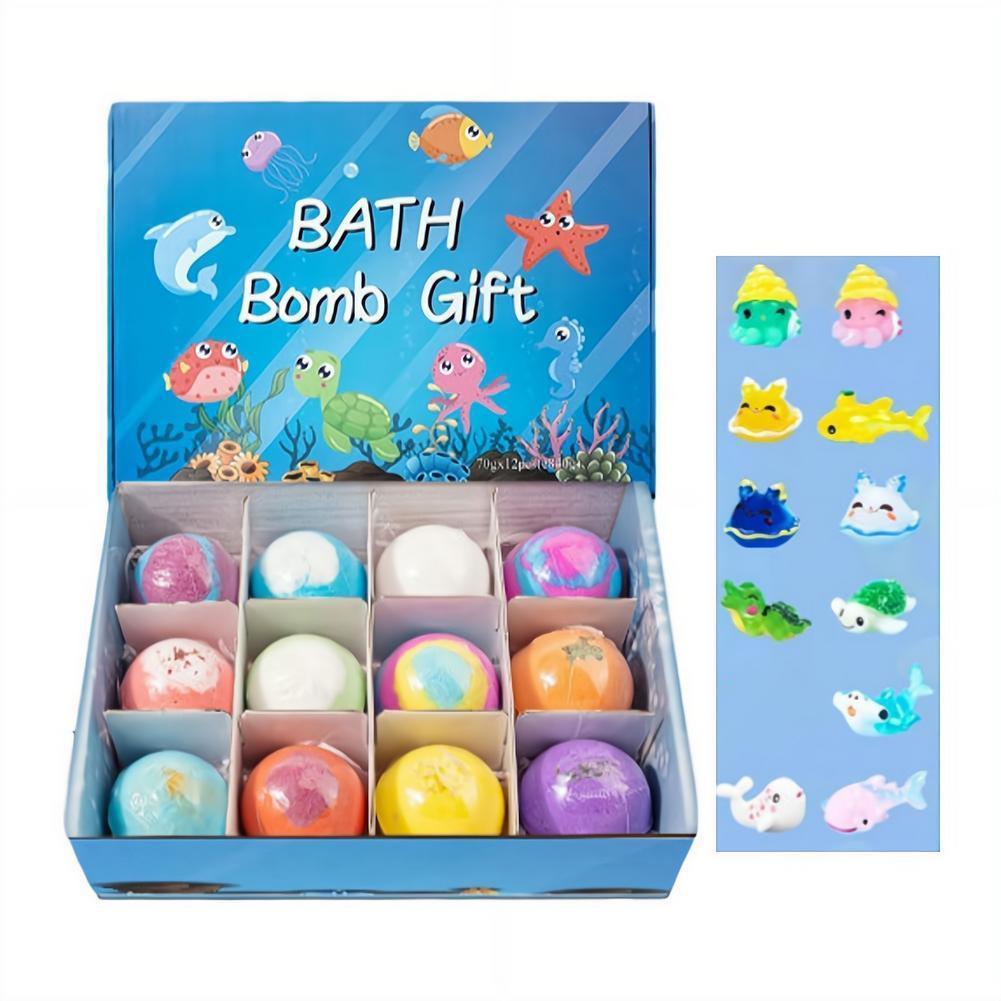 12 Pçs Caixa De Presente Bolas De Banho 60g Crianças Brinquedo Divertido Sais Bola Bolha Fizzies Hidratante Suave Spa Br