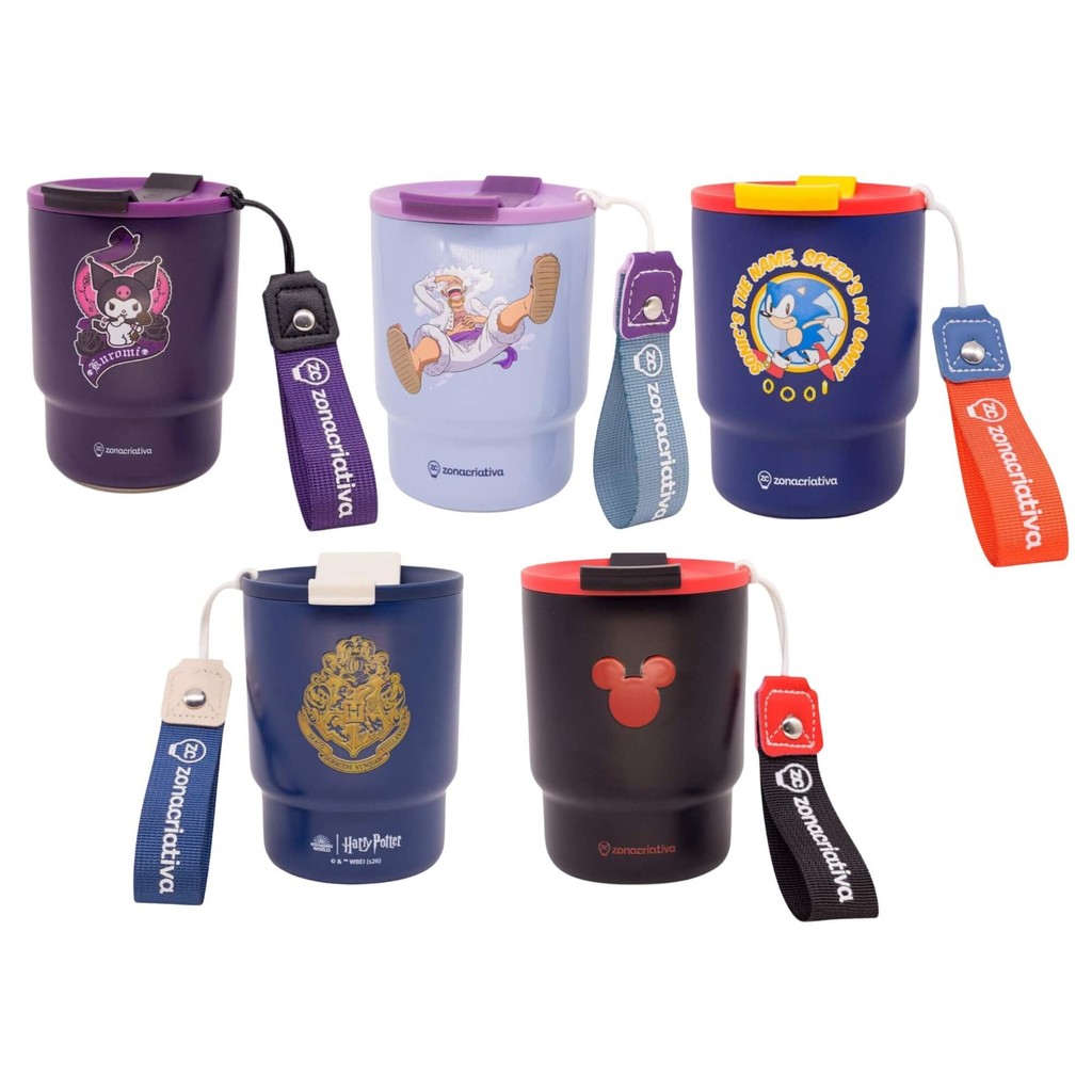 Copo To Go 400ml Zona Criativa (Escolha o Tema) - Mickey - Sonic - One Piece - Harry Potter - Kuromi