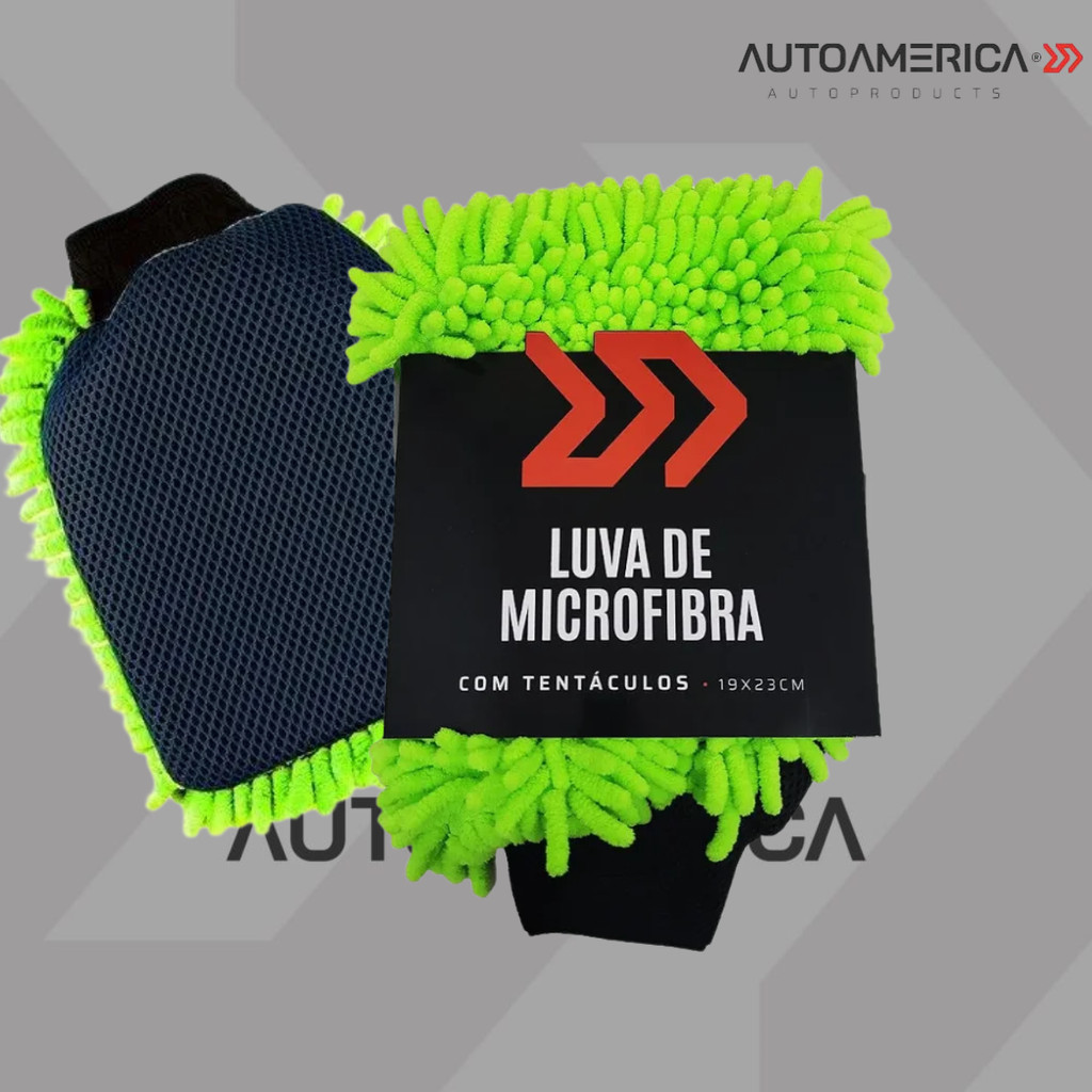 Imagem Luva Microfibra Com Lado de Tela Para Limpeza Pesada 19x23cm Autoamerica
