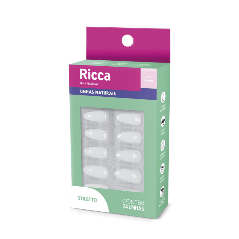 Unhas Postiças Naturais Stiletto - Ricca
