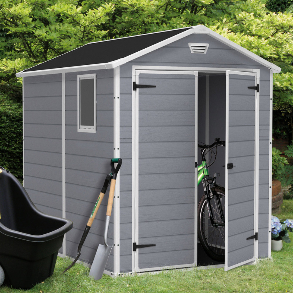 Deposito de Jardim Manor 6x8 Cinza Abrigo Externo Com Portas Duplas Keter · foto 2