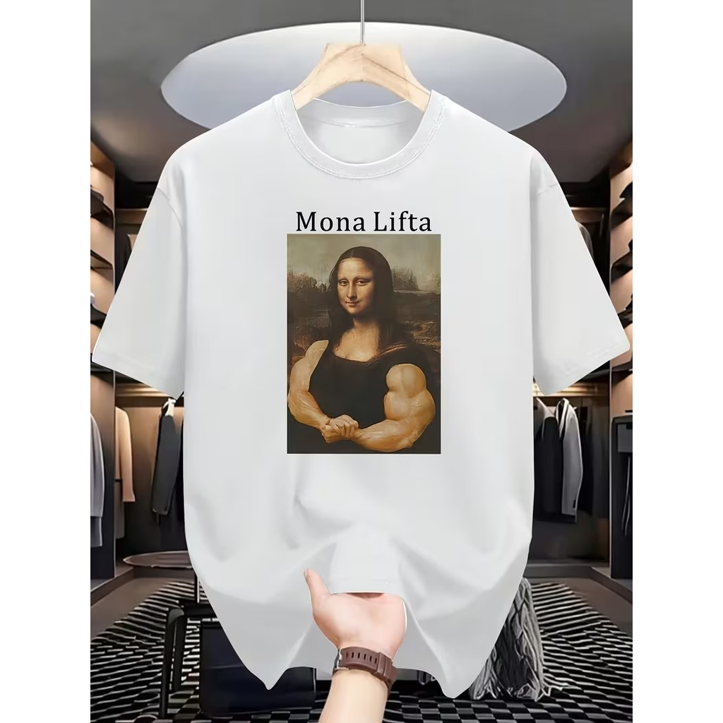 Camiseta Masculina Academia Mona Lifta Lançamento 100% algodão Unissex Plus Size Oversized Premium - Estampaê