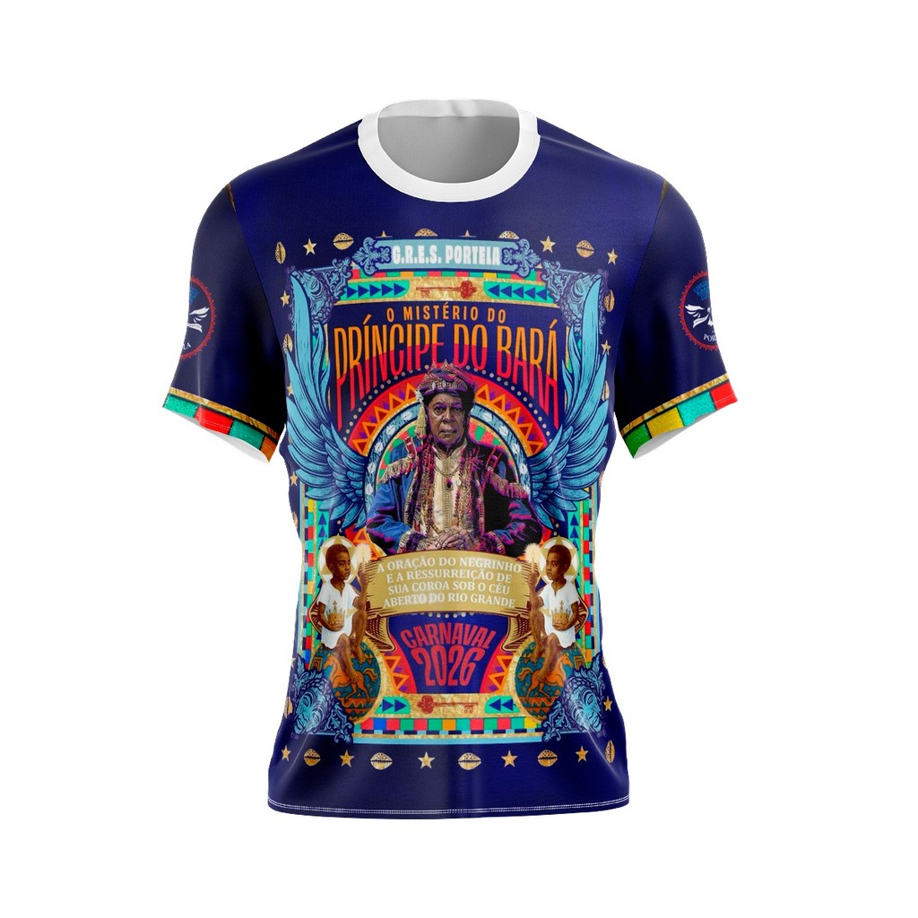 Camisa Camiseta Portela Carnaval 2026 Príncipe do Bará Negrinho do Batuque Estampa Full HD Tecido Premium