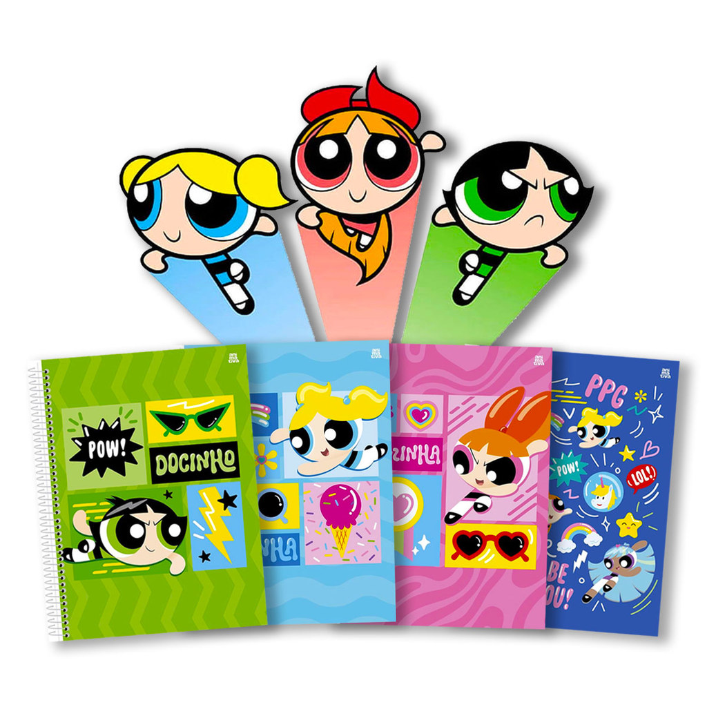 Caderno universitário 1 matéria Meninas Super Poderosas 80 folhas Animativa em Oferta na Shopee