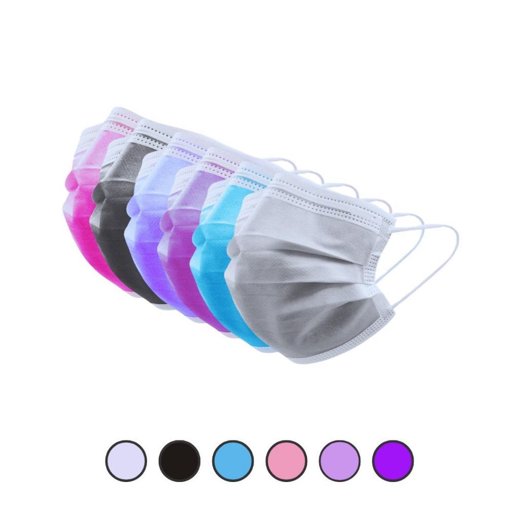 Kit Máscara Descartável Tripla Camada Adulta, Rosa, Preta, Azul, Branca, Lilas e Roxa em Oferta na Shopee
