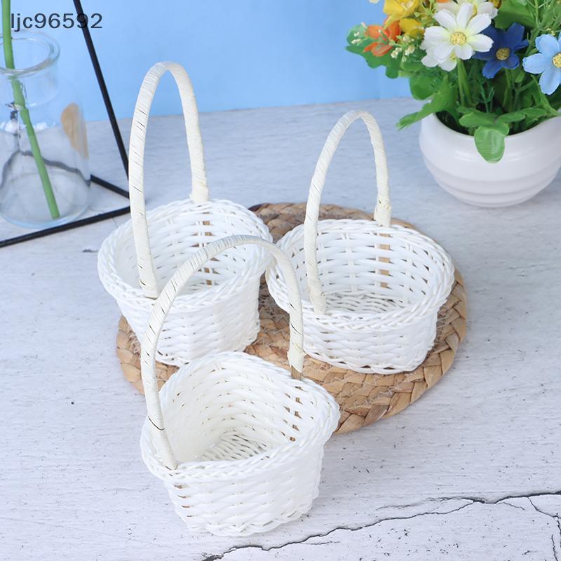 [ljc] 1 Peça Cesta De Flores Portátil Estilo pastoral Requintado Tecido De Vime [BR]