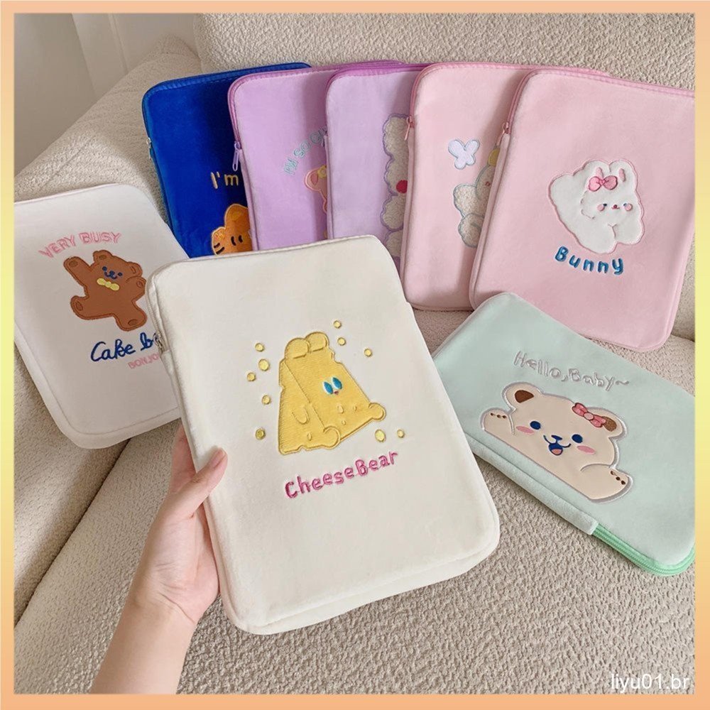 Caprichoso Peludo Ipad Manga Adorável Pelúcia Tablet Encantador Portátil Dos Desenhos Animados Saco Para A Escola Passei