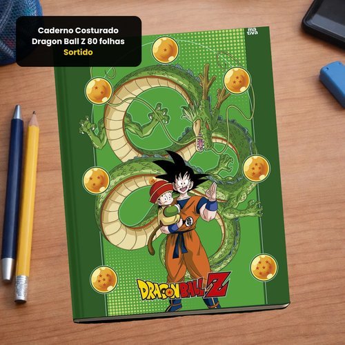 Caderno Costurado Dragon Ball Z 80 Folhas Temas Variados Papel De Qualidade