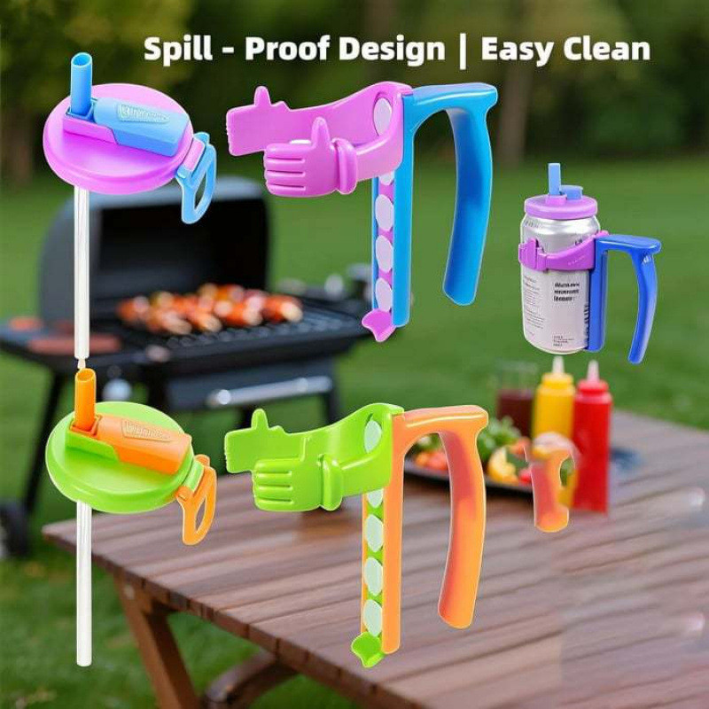 Tampa Anti-Derrame para Refrigerante com Suporte de Canudo, Reutilizável e Prova de Vazamentos