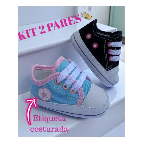 Kit 2 pares de tênis unissex de bebê asltarzinho em Oferta na Shopee