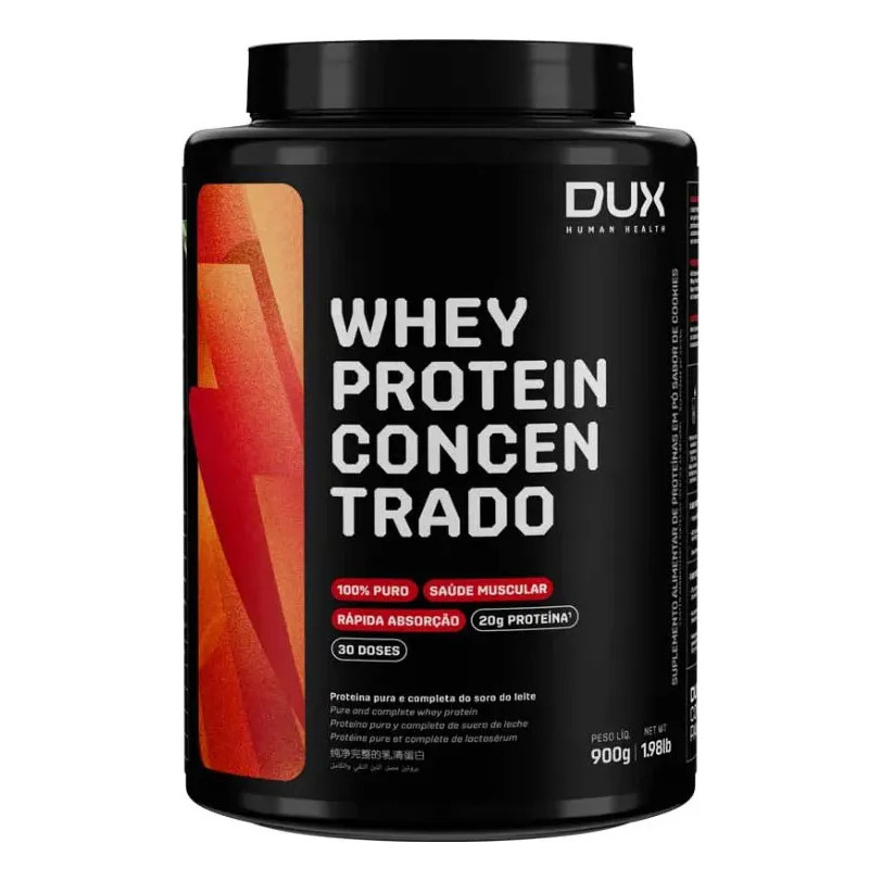 Whey Protein Concentrado Pote 900g Dux Helath 100% Chocolate Chocolate