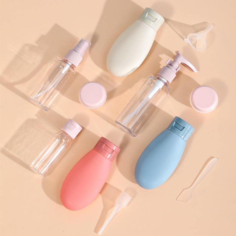 Imagem Kit Viagem 8 Peças Frascos Porta Shampoo e Creme Com Necessaire