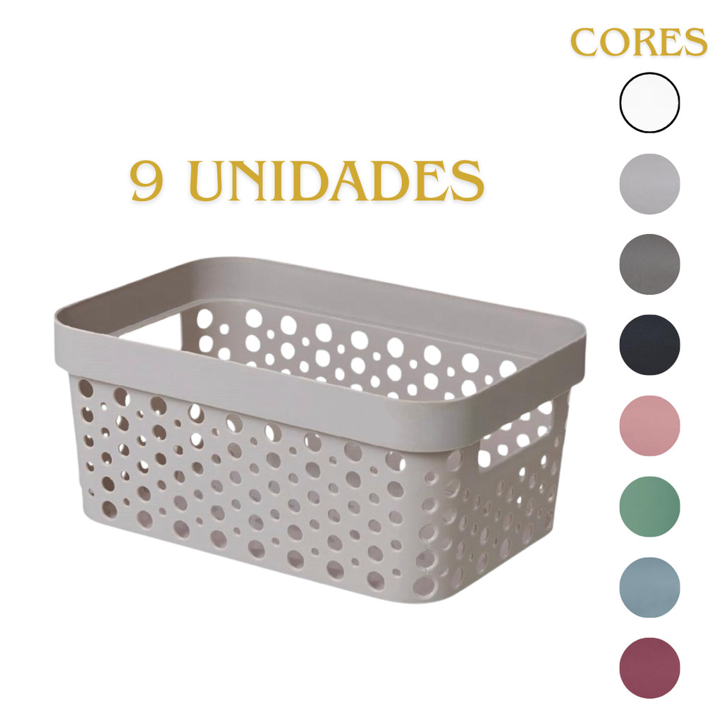 Kit 9 Cestos Organizadores Sem Tampa Trama Rattan 4,5L – Multiuso | Usual Utilidades
