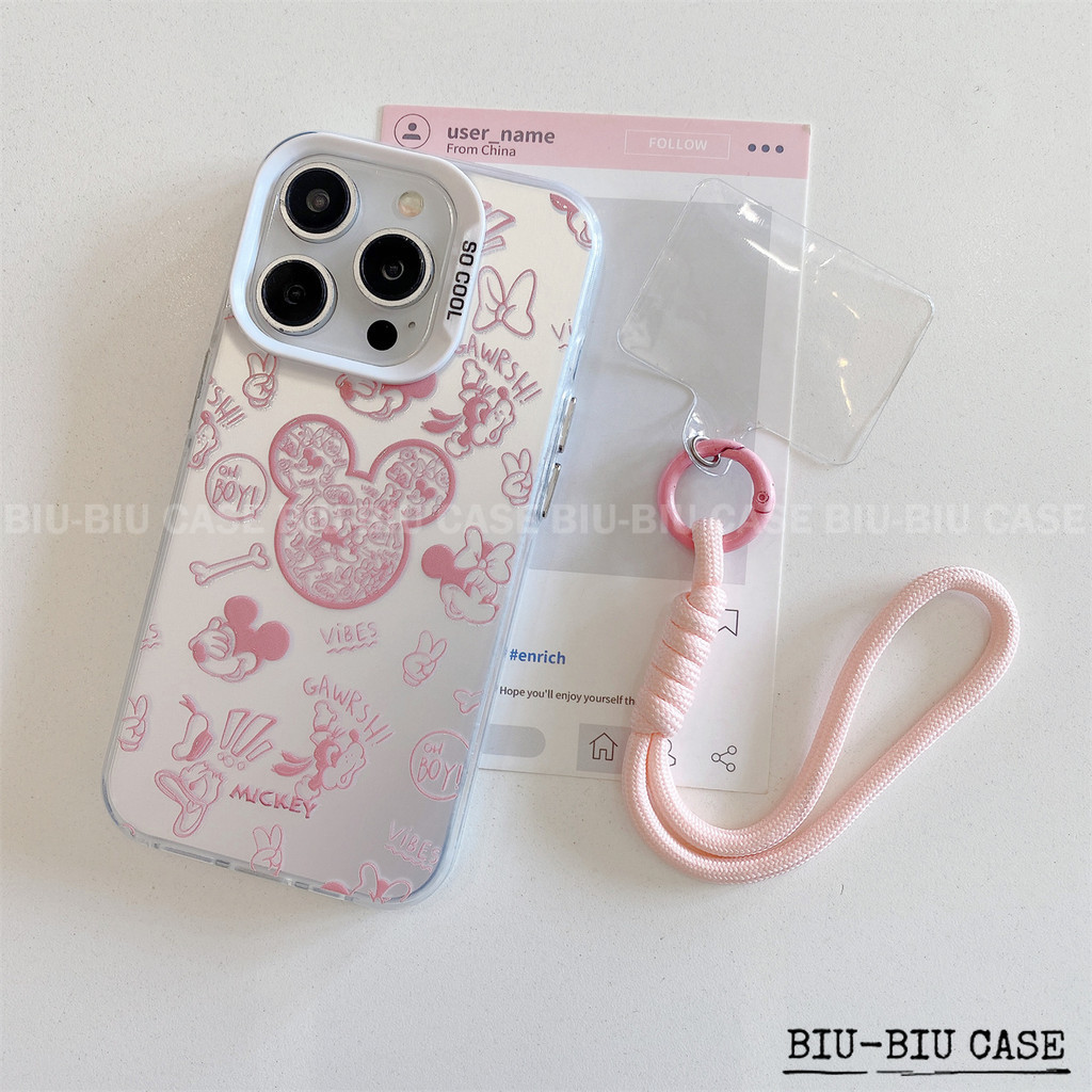 Capinha capa de Minnie Fofinha  SAMSUNG Galaxy A55 A54 A35 A34 A25 A15 S24 S23 A55 e S25 pulseira rosa Capa TPU choque