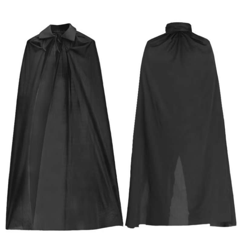 Capa Preta 140cm Fantasia Carnaval Adulto Halloween Com Gola