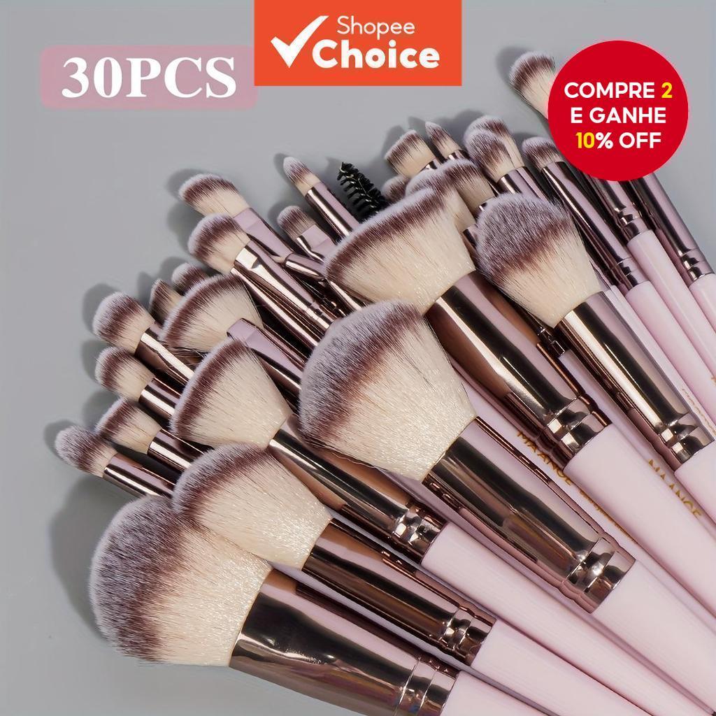 Conjunto De 30 Pincéis De Maquiagem Profissionais Com Cerdas Macias, Ideal Para Base, Sombra, Contorno E sobrancelha em Oferta na Shopee