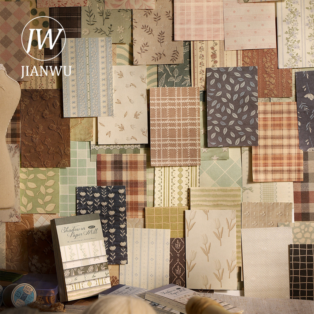 JIANWU Papel Oficina Sombra Série Vintage Gird Paisagem Colagem Scrapbook Material Criativo Junk Journal Papelaria