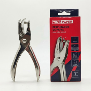 Perfurador De Arquivo Yins Paper 6mm Metal Cromado 1 Furo Nota Fiscal Recibos em Oferta na Shopee