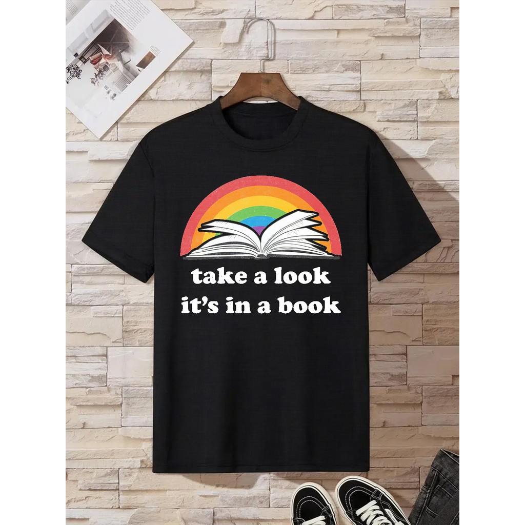Camiseta Streetwear Camiseta Masculina "Take A Note Its In A Book" Livro Estampada Confortável Estilosa Moderna Casual