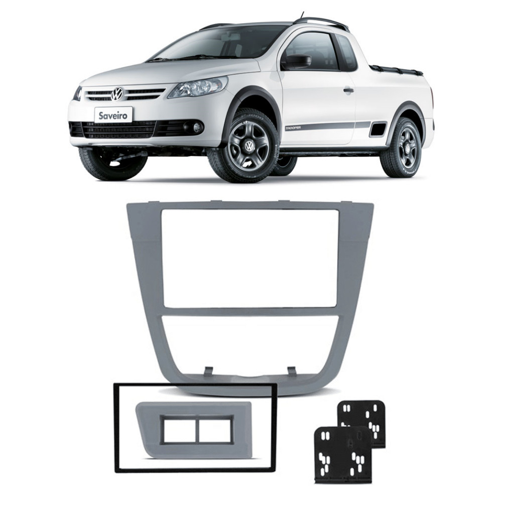 Moldura Para Painel dvd Mp5 Multimidia 2 Din Saveiro G5 Prata em Oferta na Shopee