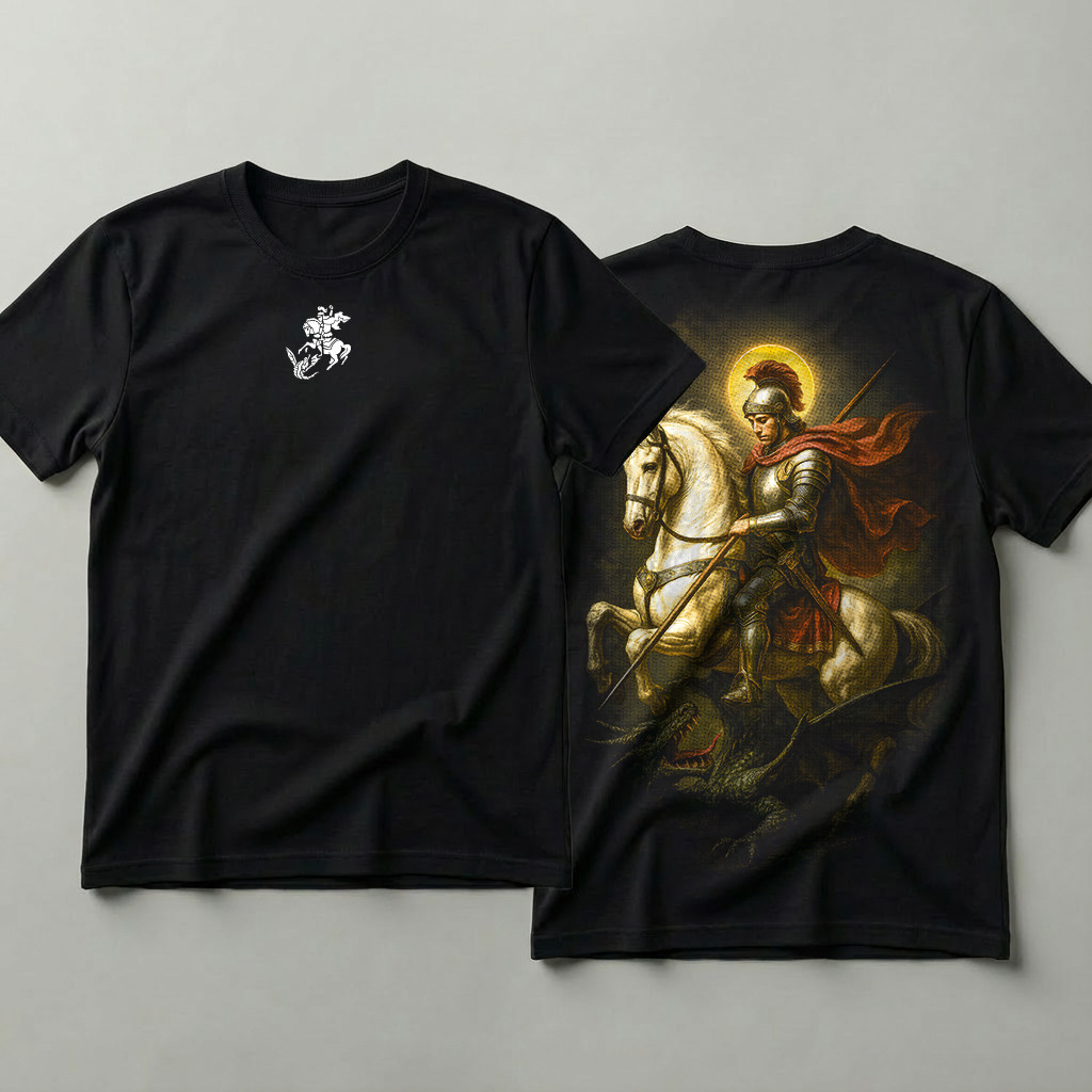 Camiseta 100% Algodão Estampada Religião São Jorge Premium em Oferta na Shopee