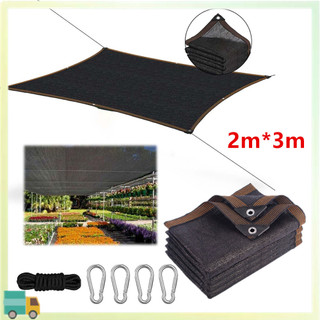 Guarda-sol preto, protetor solar, pátio externo, guarda-chuva 2x3m com 4 mosquetões, corda trançada