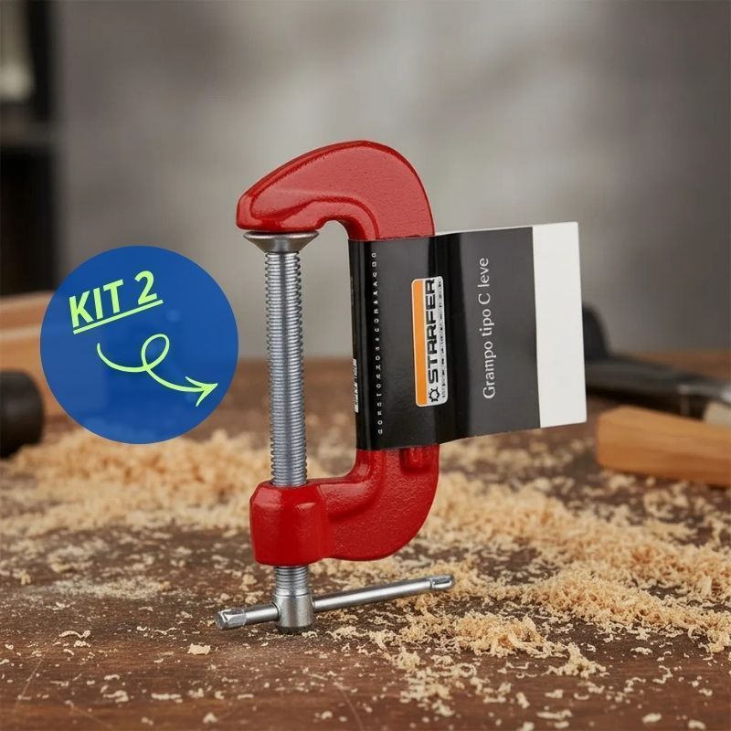 Kit 2 Grampos C Leve Starfer 5 Polegadas | Essencial para Marcenaria, Colagens e Esquadro Fácil ✅