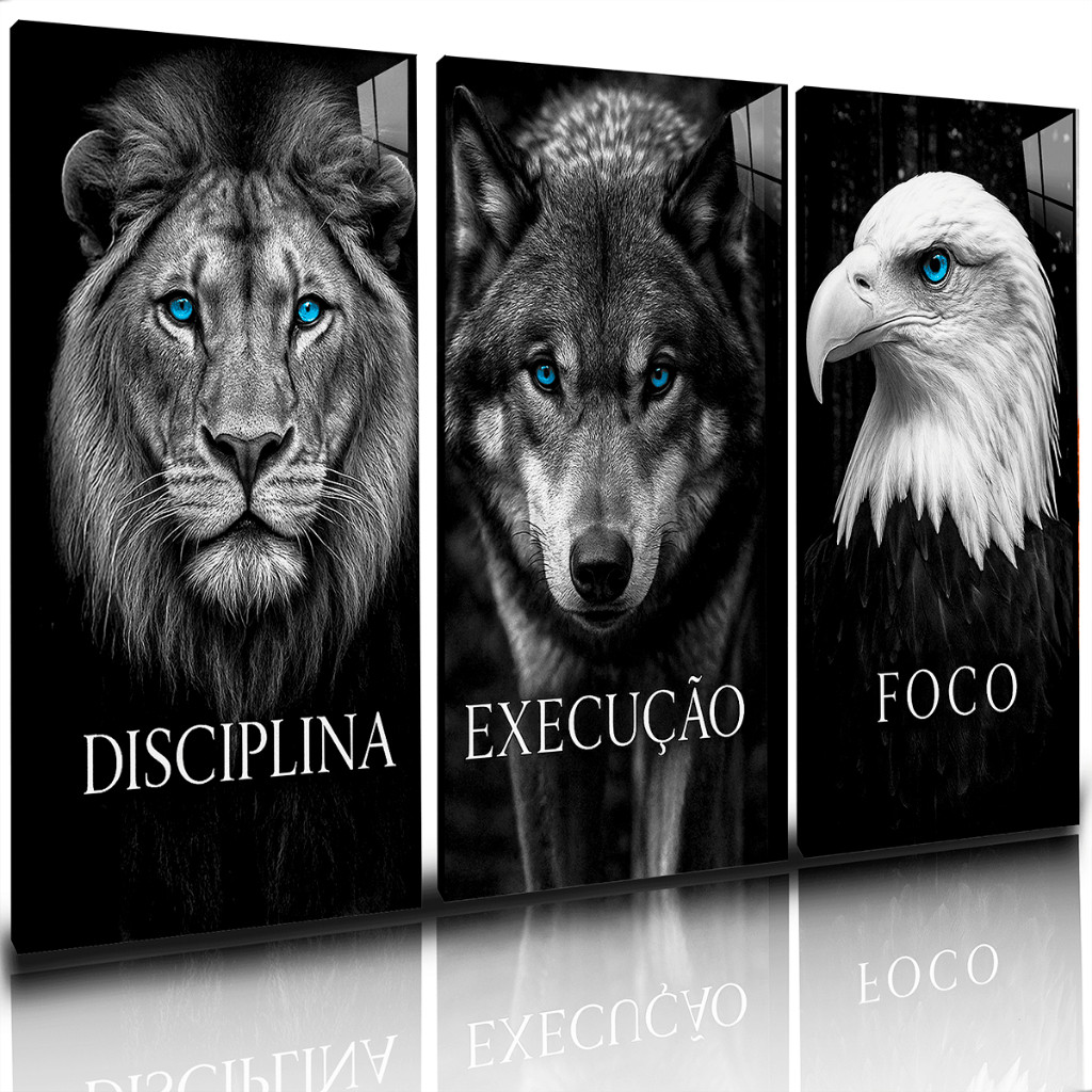 Quadro Decorativo Disciplina Foco Execução Azul Black Escritório Sala Quarto 120x60 em Oferta na Shopee