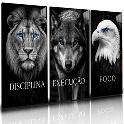 Quadro Decorativo Disciplina Foco Execução Azul Black Escritório Sala Quarto 120x60