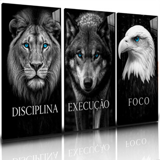 Quadro Decorativo Disciplina Foco Execução Azul Black Escritório Sala Quarto 120x60 em Oferta na Shopee