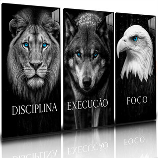 Quadro Decorativo Disciplina Foco Execução Azul Black Escritório Sala Quarto 120x60